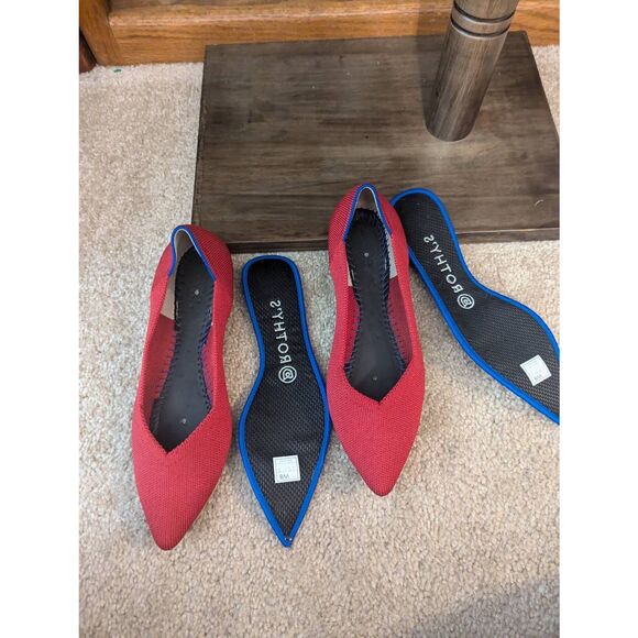 Rothys The Point Ballet Flats Womens 8 Red Knit Fabric Casual Comfort Shoes - Picture 5 of 7